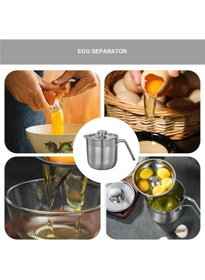 SHABILI Stainless Steel Egg Separator Pot for Kitchen, Egg Yolk White Separator with Egg Strainer Filter and Egg Screen for Baking Lovers and Cooking Fans, Large Capacity Egg Separation Tool (Silver) - Image 3
